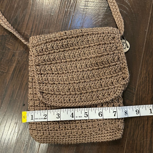 THE SAK Crocheted Shoulder Crossbody Purse Handbag Small Bag-  Taupe - Picture 5 of 7
